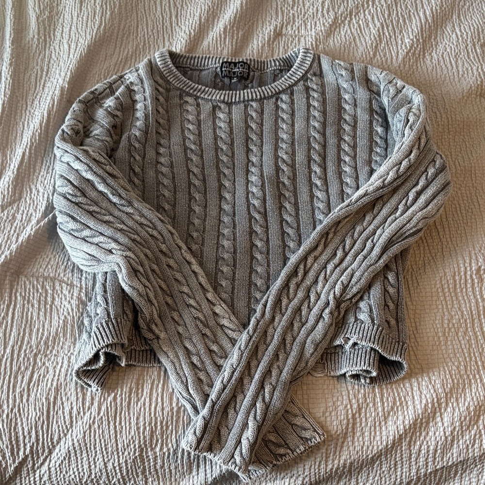 Dry Goods Light Gray Cable Knit Sweater